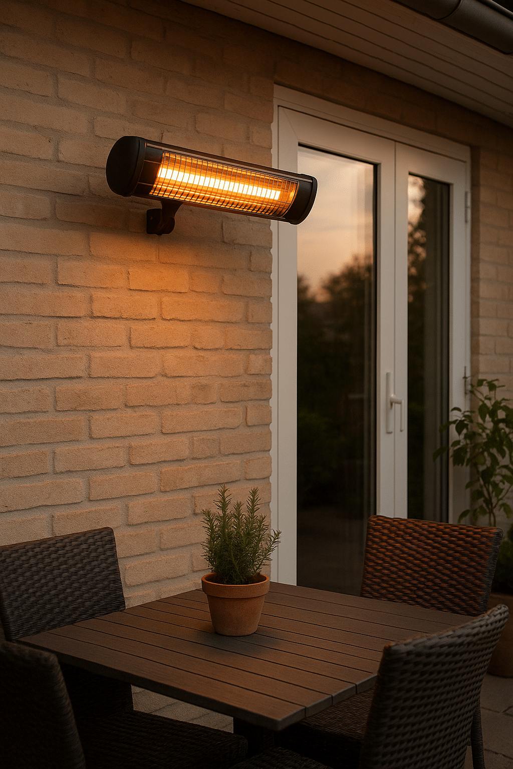 Effektiv oppvarming med elektrisk terrassevarmer som monteres på vegg
